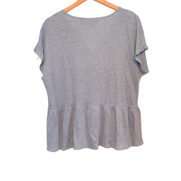 Cynthia Rowley 100% Linen Light Blue Peplum Top Size Large - Picture 2 of 7